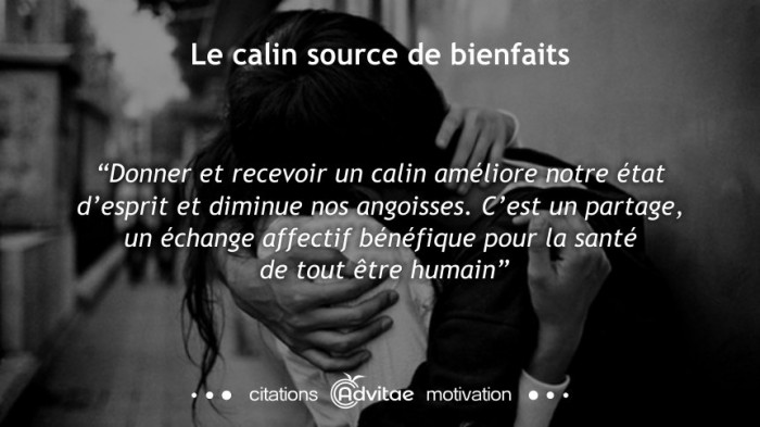 Un calin contribue à améliorer la santé d'esprit et à diminuer les angoisses