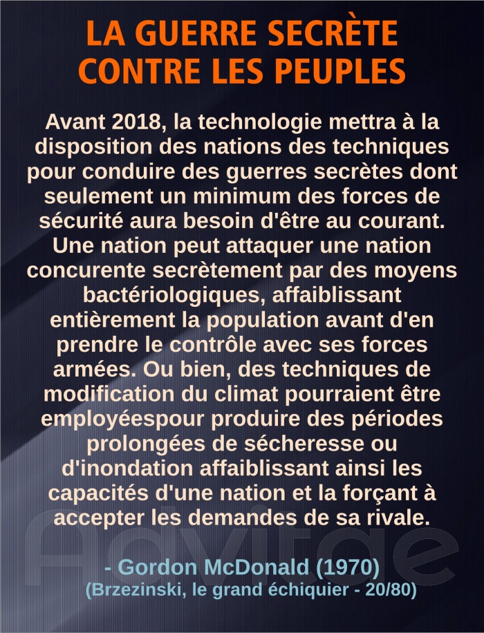 La technologie mettra  la disposition des nations des techniques pour conduire des guerres secrtes comme avec des armes biologiques