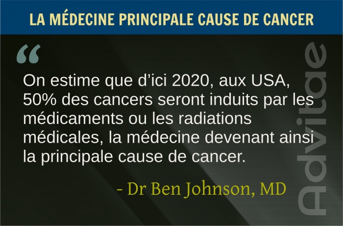 D'ici 2020, on estime que 50% des cancers seront induits par les traitements eux-mêmes, la médecine comme principale cause de cancers