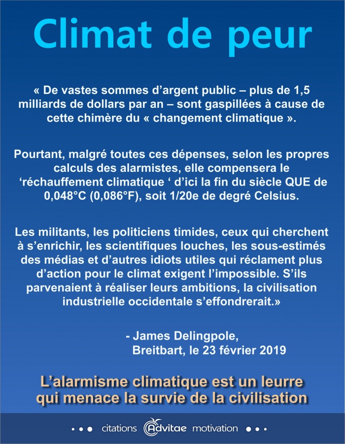 Climat: Les dpenses astronomiques pour 'sauver le climat' menacent la survie de la civilisation