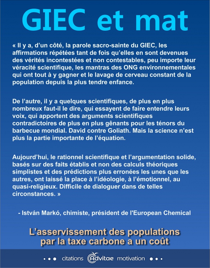 Climat: le rationnel scientifique a laiss place  l'idologie,  l'motionnel, au quasi-religieux