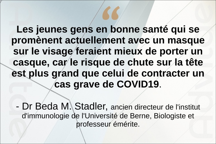 Les jeunes en bonne sant qui portent le masque devraient porter un casque car ils risquent plus une chute sur la tte que d'avoir le covid