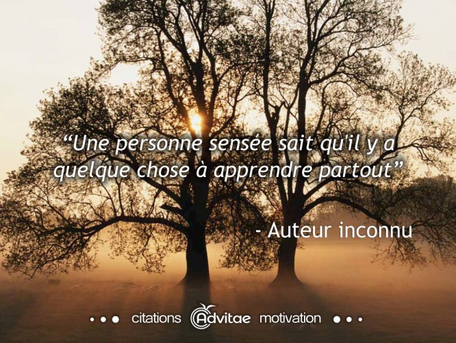 Une personne sensée sait qu'il y a quelque chose à apprendre partout